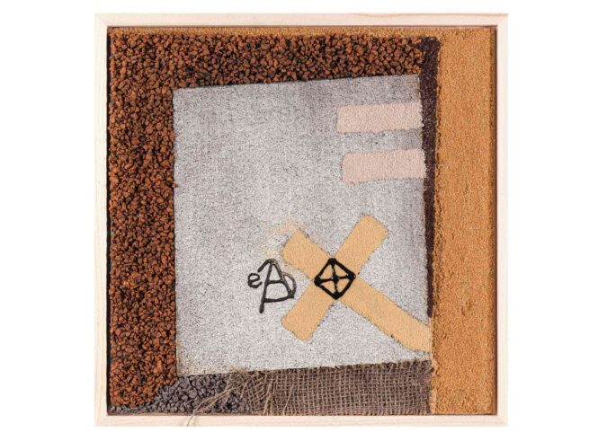 44 Feine Steine, Dachpappe, Sacktuch, Sand 32x32cm