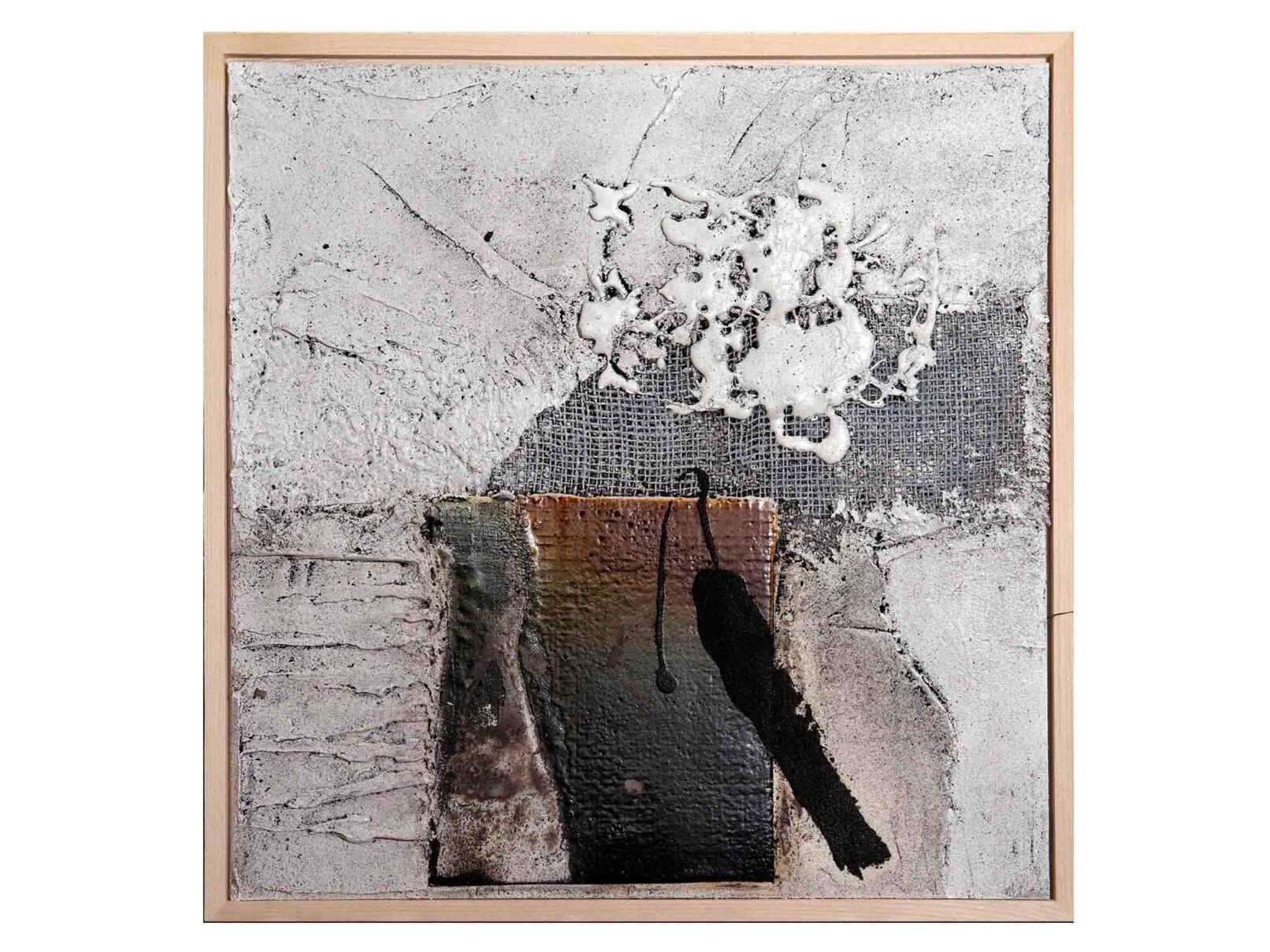 53 Dachpappe, Sacktuch, Verputz (Spachtelmasse), Sagex 42x42cm