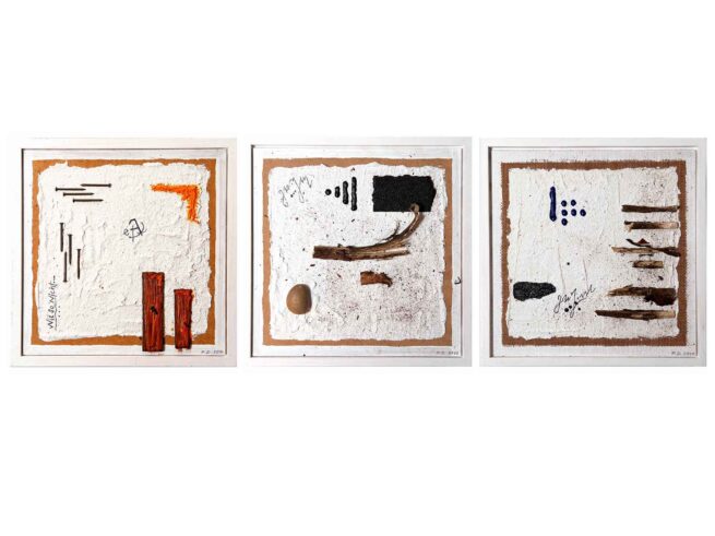 25 (26-27), Trilogie Nagel, Verputz, Dachpappe 22×24 cm
